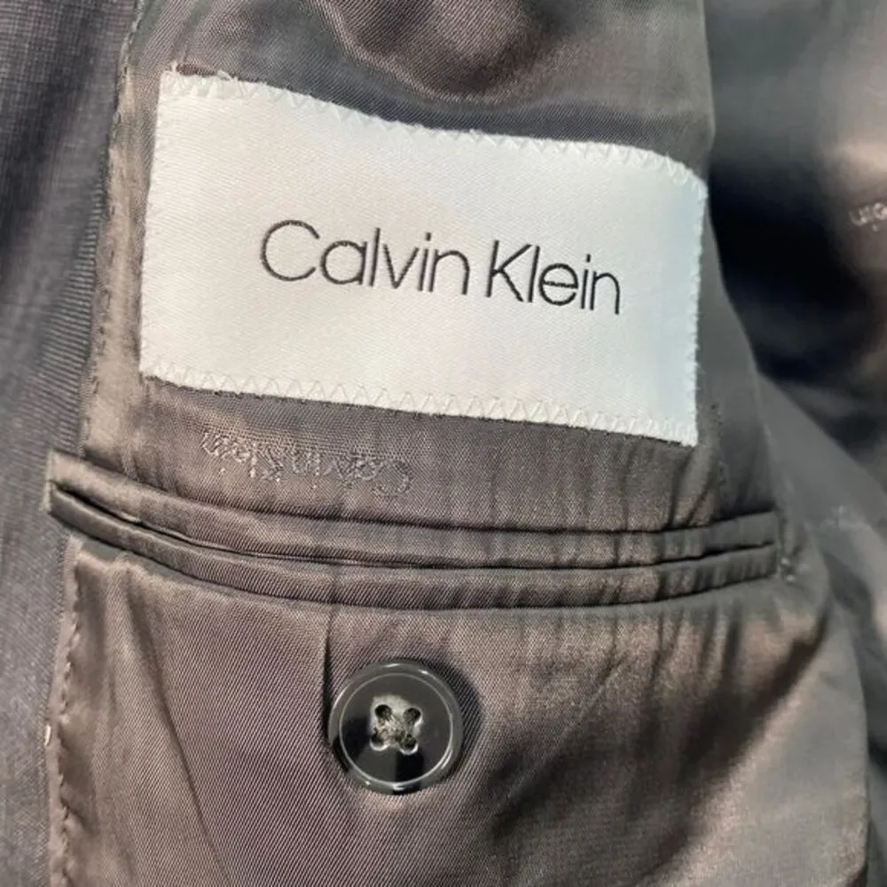 Calvin‎ Klein Men's Gray Wool Blazer Sport Coat Suit Jacket Business 44R